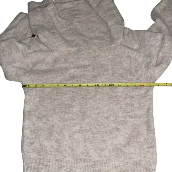 Divided Women Sweater Small Off Shoulder Cowl Neck Wool Alpaca Ivory Tan Heather - Picture 5 of 10